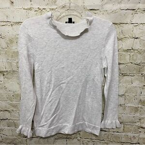 Ann Taylor Gray Ruffle Cuff Soft Pullover Sweater